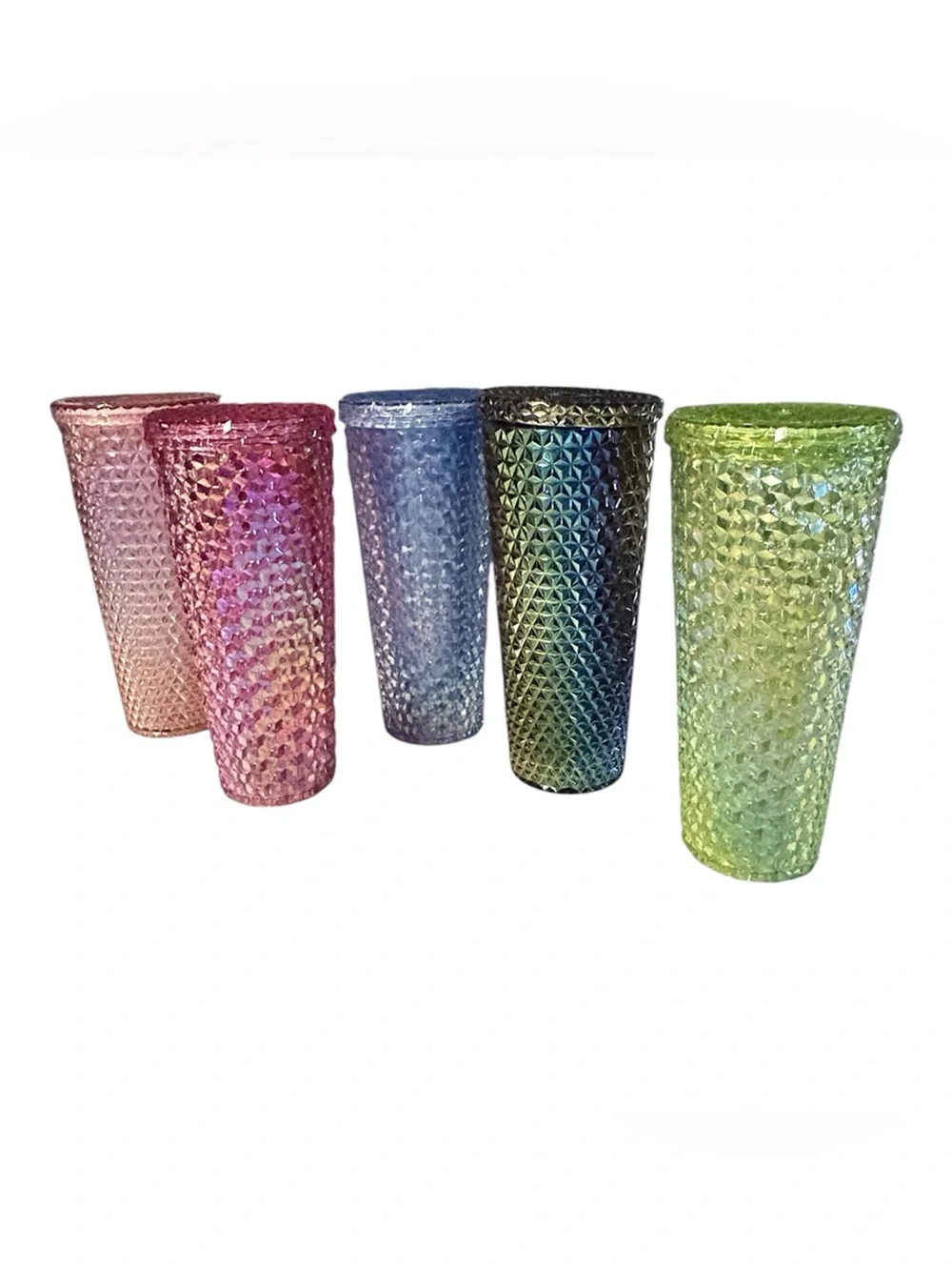 Bundle set of 5 Iridescent Textured Tumbler with Lid - Stylish Home Accent